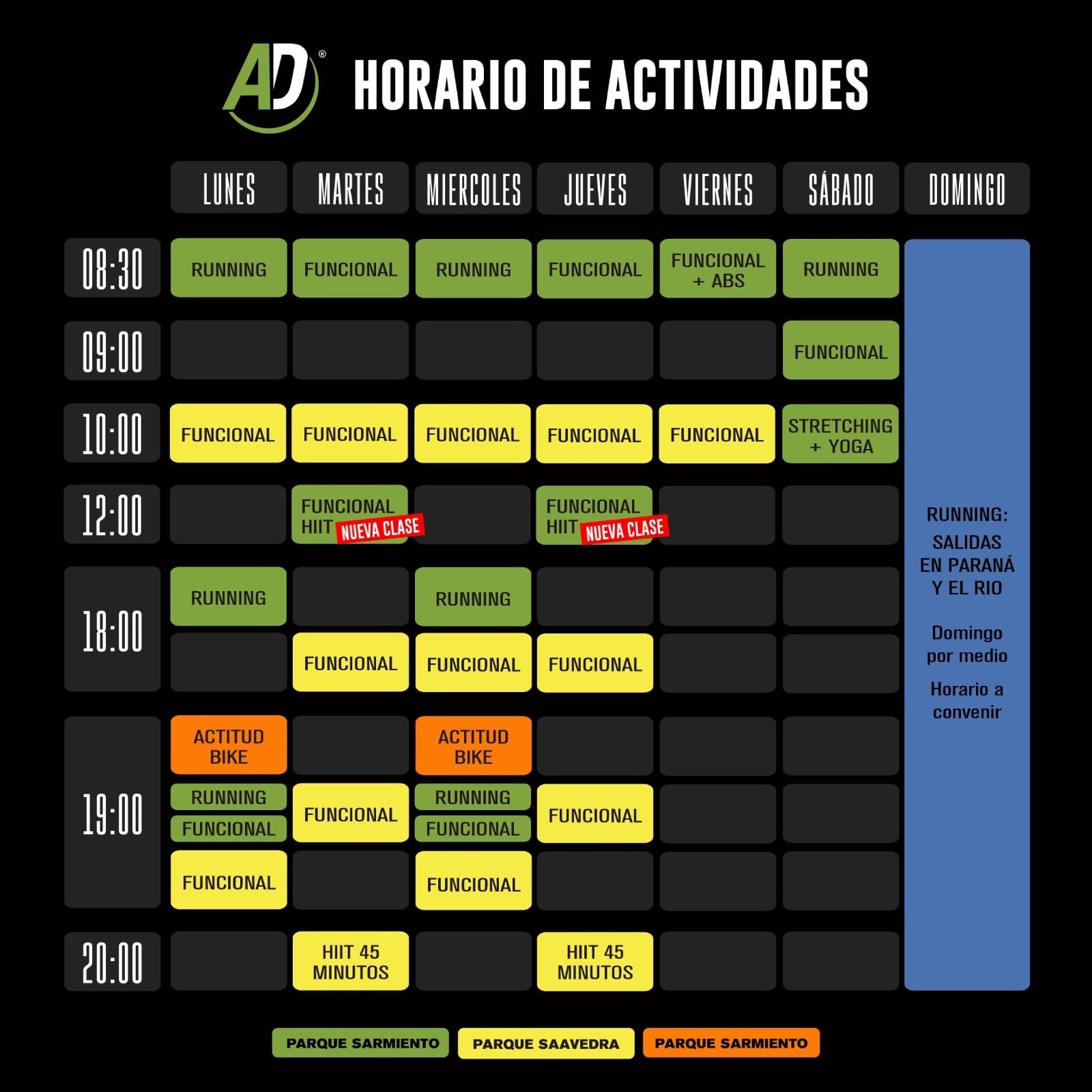 Horarios Actitud Deportiva